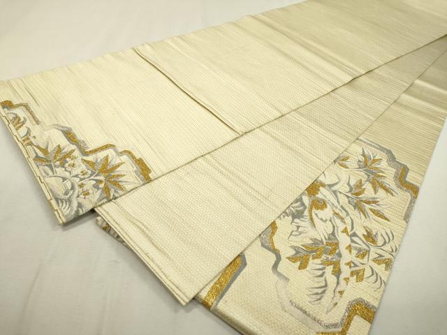 平和屋着物▼両面 太鼓柄袋帯 総刺繍 花鳥文 金銀糸 正絹 逸品 DABD5662fe