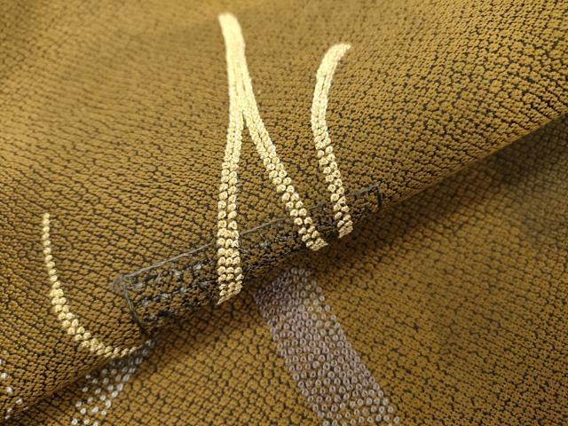 平和屋着物●中国人間国宝　将雪英　中国三大刺繍 スワトウ刺繍 汕頭刺繍 総刺繍 両面太鼓柄袋帯 抽象文様 金糸　逸品　未使用　DABD5677fe