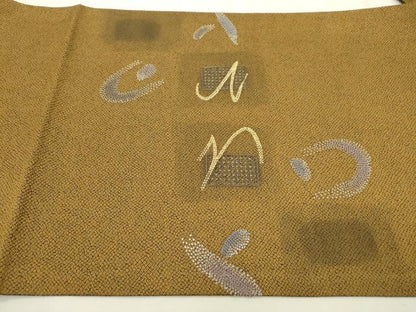 平和屋着物●中国人間国宝　将雪英　中国三大刺繍 スワトウ刺繍 汕頭刺繍 総刺繍 両面太鼓柄袋帯 抽象文様 金糸　逸品　未使用　DABD5677fe