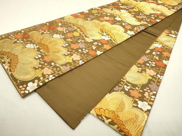 平和屋着物●極上　 西陣　河合美術織物謹製　六通柄袋帯　唐織　花松文　金糸　正絹　逸品　DABD5678fe