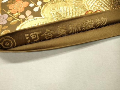 平和屋着物●極上　 西陣　河合美術織物謹製　六通柄袋帯　唐織　花松文　金糸　正絹　逸品　DABD5678fe