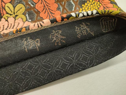 平和屋着物●極上　紋屋井関　御寮織　六通柄袋帯　唐織　花籠文　黒地　金銀糸　正絹　逸品　DABD5680fe