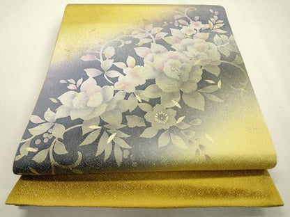 平和屋着物●太鼓柄袋帯　花唐草文　金彩　金通し地　正絹　逸品　未使用　DABD5682fe