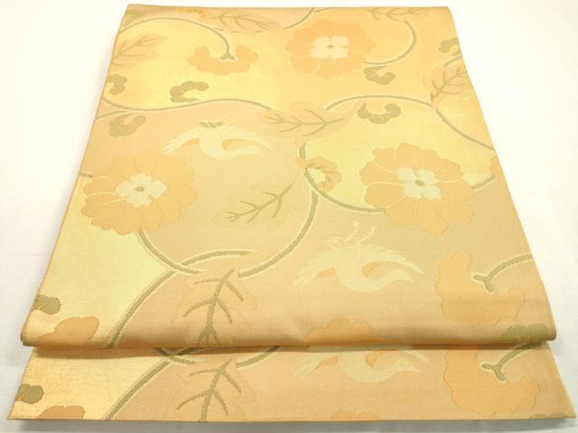 平和屋着物●京都の和装業の老舗一門　千切屋　六通柄　本袋帯　切金錦　花鳥唐草文　金糸　正絹　逸品　DABD5793fe