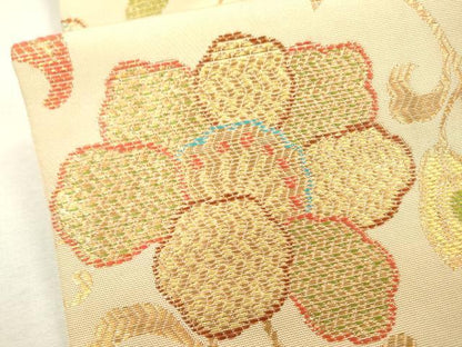 平和屋着物●桝屋高尾　六通柄　本袋帯　更紗花唐草文　金糸　正絹　逸品　DABD5797fe