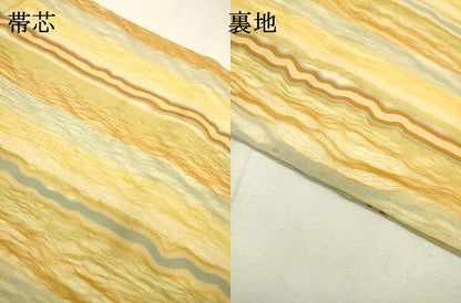 平和屋着物▽九寸名古屋帯　スリーシーズン　春夏秋　櫛織　格子　正絹　逸品　DABD5809fe