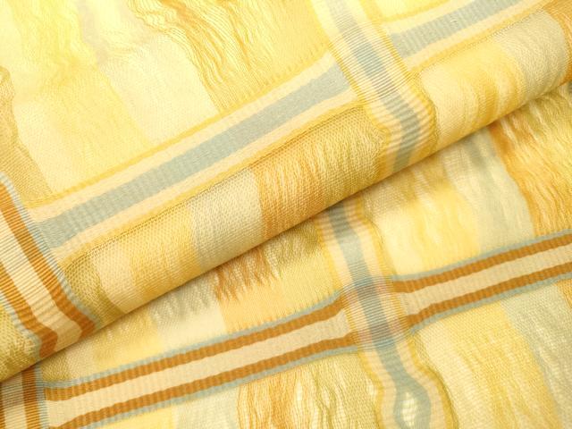 平和屋着物▽九寸名古屋帯　スリーシーズン　春夏秋　櫛織　格子　正絹　逸品　DABD5809fe