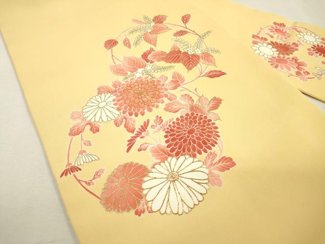 平和屋着物●塩瀬　九寸名古屋帯　駒刺繍　花丸文　金彩　正絹　逸品　DABD5814fe
