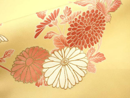 平和屋着物●塩瀬　九寸名古屋帯　駒刺繍　花丸文　金彩　正絹　逸品　DABD5814fe