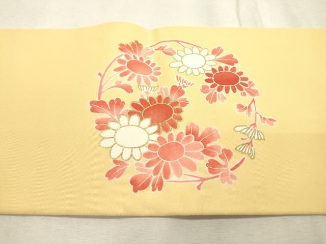 平和屋着物●塩瀬　九寸名古屋帯　駒刺繍　花丸文　金彩　正絹　逸品　DABD5814fe