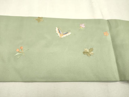 平和屋着物●九寸名古屋帯　総刺繍　舞蝶花文　金糸　正絹　逸品　DABD5819fe