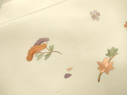 平和屋着物●中国三大刺繍　相良刺繍　総刺繍　九寸名古屋帯　紬地　刺繍　舞花　金糸　正絹　逸品　DABD5820fe