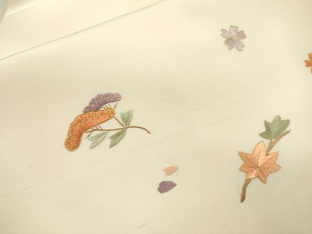 平和屋着物●中国三大刺繍　相良刺繍　総刺繍　九寸名古屋帯　紬地　刺繍　舞花　金糸　正絹　逸品　DABD5820fe