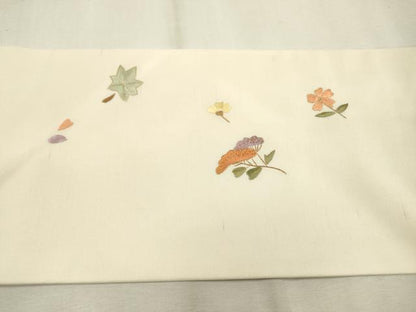 平和屋着物●中国三大刺繍　相良刺繍　総刺繍　九寸名古屋帯　紬地　刺繍　舞花　金糸　正絹　逸品　DABD5820fe