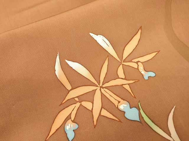 平和屋着物●塩瀬　九寸名古屋帯　ろうけつ染　草花　正絹　逸品　DABD5823fe