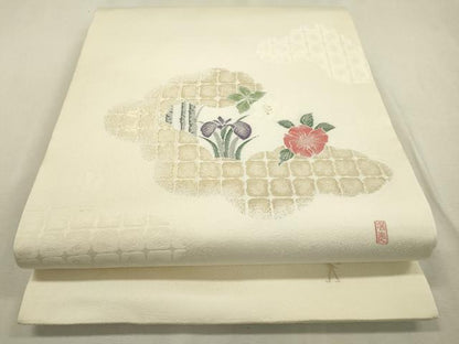 平和屋着物●西陣　白綾苑大庭　九寸開き名古屋帯　作家物　寿光織　皇華　金糸　正絹　逸品　DABD5832fe