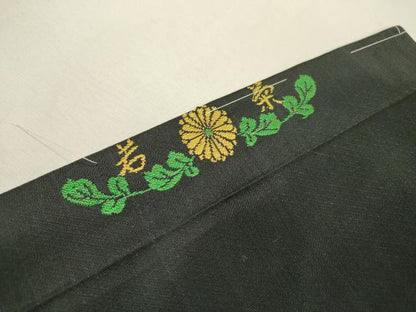 平和屋着物●アンティーク　大正ロマン　九寸名古屋帯　唐獅子　黒地　金糸　正絹　逸品　DABD5833fe