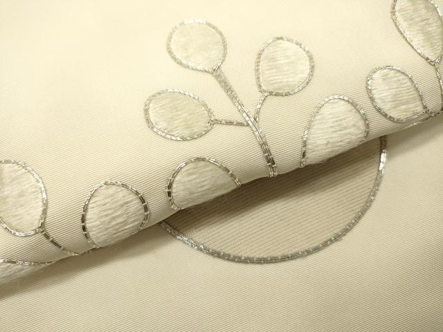 平和屋着物▼塩瀬 九寸名古屋帯 駒刺繍 桐 銀糸 正絹 逸品 DABD5840fe