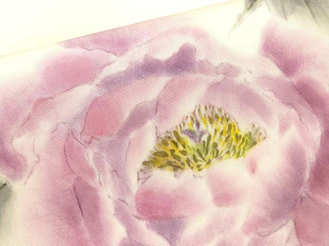 平和屋着物●塩瀬　九寸名古屋帯　作家物　手描き　草花　正絹　逸品　DABD5841fe
