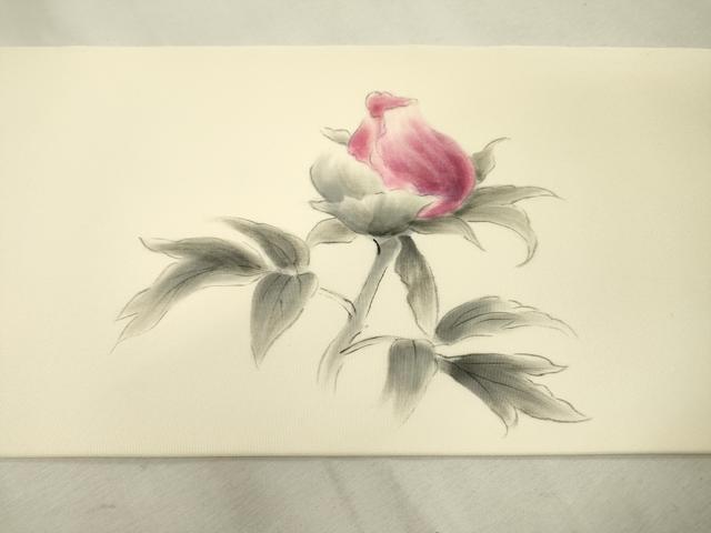 平和屋着物●塩瀬　九寸名古屋帯　作家物　手描き　草花　正絹　逸品　DABD5841fe