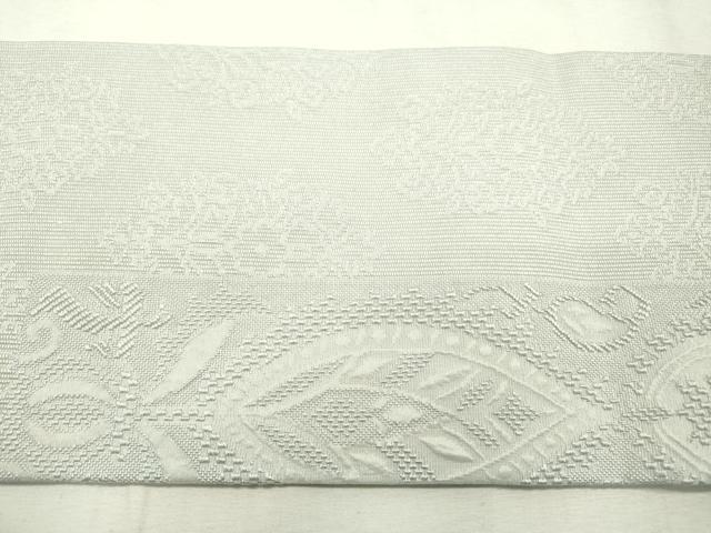 平和屋着物●全通柄九寸名古屋帯　洋花間道　秘色色　正絹　逸品　DABD5845fe