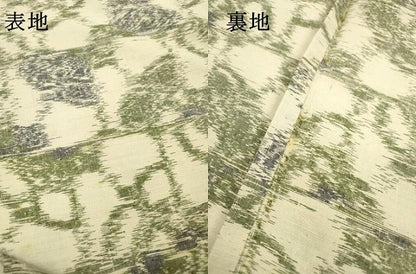 平和屋着物▽上質な紬　単衣　横段花文　正絹　逸品　DABD5853fe