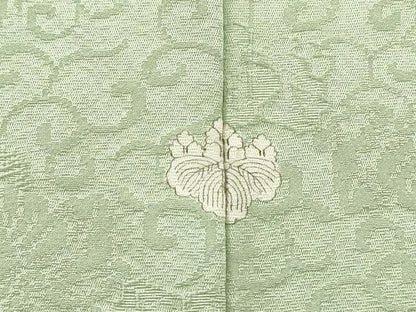 平和屋着物▽上質な色無地　単衣　花唐草地紋　白緑色　正絹　逸品　DABD5856fe