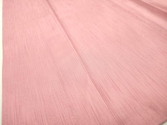 平和屋着物▽上質な色無地　単衣　縞地紋　紅梅色　正絹　逸品　DABD5861fe