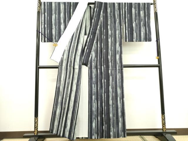 平和屋着物▽上質な小紋　単衣　紬地　ろうけつ染　間道　さが美扱い　正絹　逸品　DABD5863fe