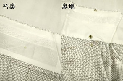 平和屋着物▽訪問着　単衣　紬地　麻の葉文様　正絹　逸品　DABD5868fe