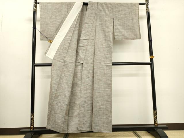 平和屋着物▽上質な紬　単衣　霞文　正絹　逸品　DABD5882fe