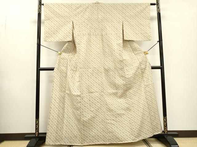 平和屋着物▽本塩沢　単衣　幾何学　正絹　逸品　DABD5885fe
