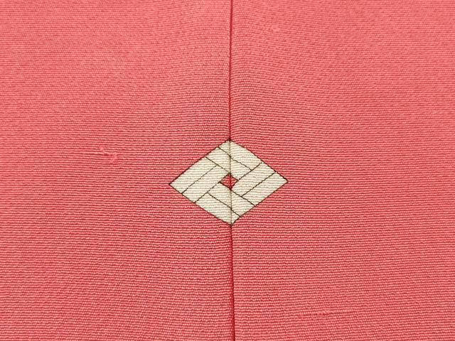 平和屋着物▽上質な色無地　単衣　韓紅色　お召縮緬　正絹　逸品　DABD5888fe