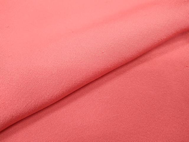 平和屋着物▽上質な色無地　単衣　韓紅色　お召縮緬　正絹　逸品　DABD5888fe