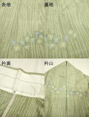 平和屋着物▽本塩沢　単衣　草花　正絹　逸品　DABD5889fe