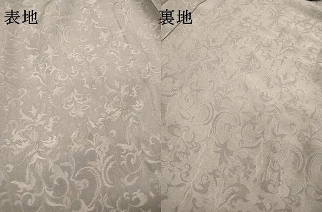 平和屋着物▽上質な色無地　単衣　洋花唐草地紋　牡丹鼠色　正絹　逸品　DABD5896fe