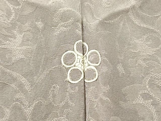 平和屋着物▽上質な色無地　単衣　洋花唐草地紋　牡丹鼠色　正絹　逸品　DABD5896fe