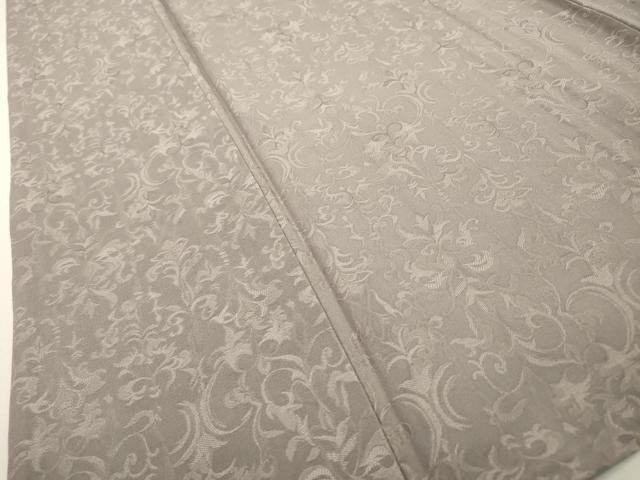 平和屋着物▽上質な色無地　単衣　洋花唐草地紋　牡丹鼠色　正絹　逸品　DABD5896fe
