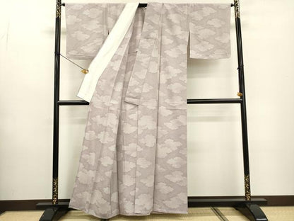 平和屋着物▽江戸小紋　単衣　作家物　鮫小紋柄　雲文　正絹　逸品　DABD5903fe
