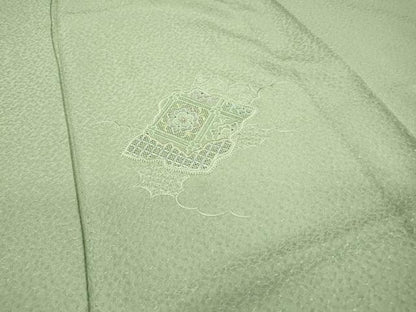 平和屋着物▽中国三大刺繍　スワトウ刺繍　汕頭刺繍　総刺繍　訪問着　単衣　天井花文　暈し染　正絹　逸品　DABD5906fe