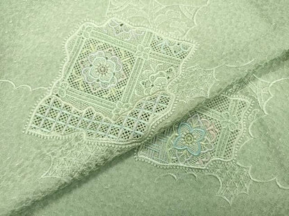 平和屋着物▽中国三大刺繍　スワトウ刺繍　汕頭刺繍　総刺繍　訪問着　単衣　天井花文　暈し染　正絹　逸品　DABD5906fe
