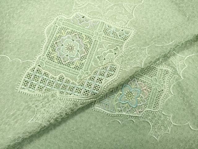 平和屋着物▽中国三大刺繍　スワトウ刺繍　汕頭刺繍　総刺繍　訪問着　単衣　天井花文　暈し染　正絹　逸品　DABD5906fe