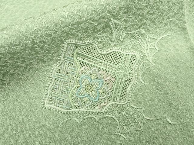 平和屋着物▽中国三大刺繍　スワトウ刺繍　汕頭刺繍　総刺繍　訪問着　単衣　天井花文　暈し染　正絹　逸品　DABD5906fe