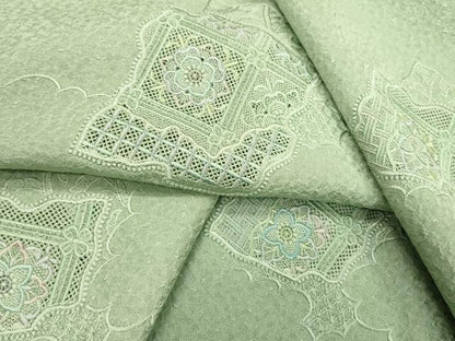 平和屋着物▽中国三大刺繍　スワトウ刺繍　汕頭刺繍　総刺繍　訪問着　単衣　天井花文　暈し染　正絹　逸品　DABD5906fe