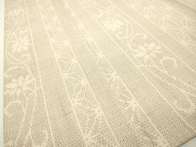 平和屋着物▽結城紬　単衣　100亀甲　麻の葉花唐草間道　正絹　逸品　DABD5908fe