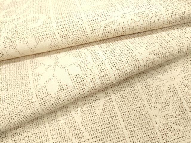 平和屋着物▽結城紬　単衣　100亀甲　麻の葉花唐草間道　正絹　逸品　DABD5908fe