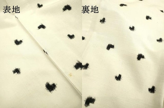 平和屋着物▽上質な紬　単衣　ハート　正絹　逸品　DABD5913fe