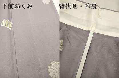 平和屋着物▽上質な小紋　単衣　破れ色紙雪輪花文　金彩　正絹　逸品　DABD5918fe