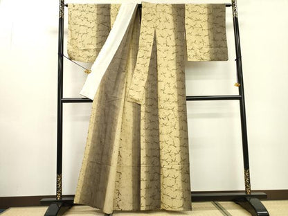 平和屋着物▽上質な紬　単衣　手ぐも絞り　けんしょう好み　越後塩澤織司工房　大嶋謙松作　証紙付き　正絹　逸品　DABD5926fe