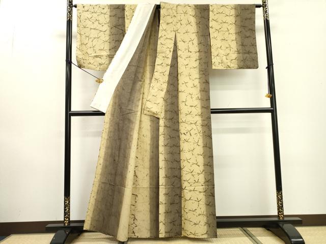 平和屋着物▽上質な紬　単衣　手ぐも絞り　けんしょう好み　越後塩澤織司工房　大嶋謙松作　証紙付き　正絹　逸品　DABD5926fe